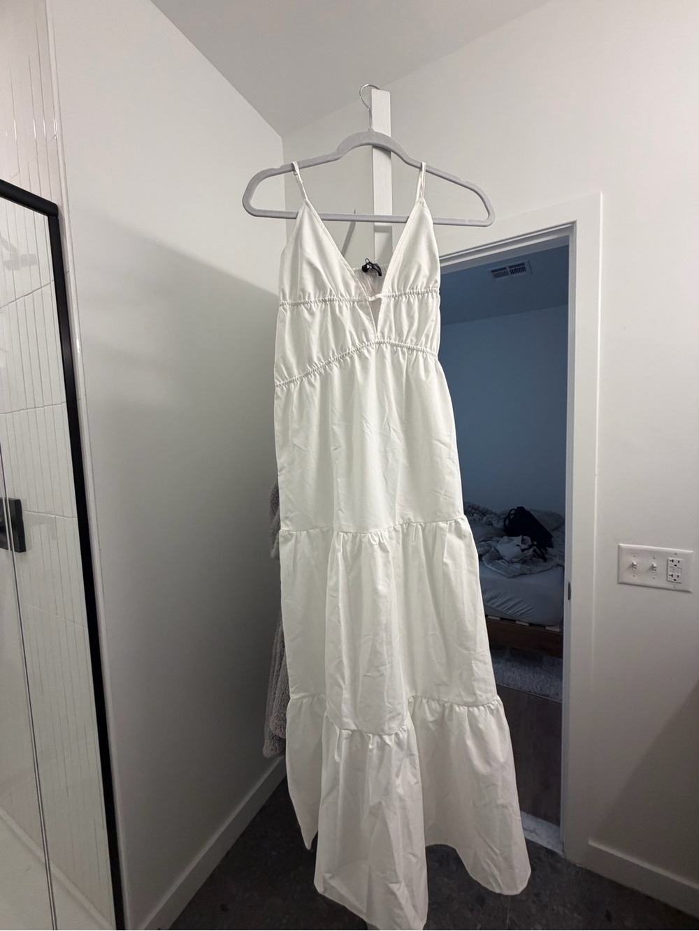 PrettyLittleThing White Spaghetti Strap Tiered Maxi Dress
